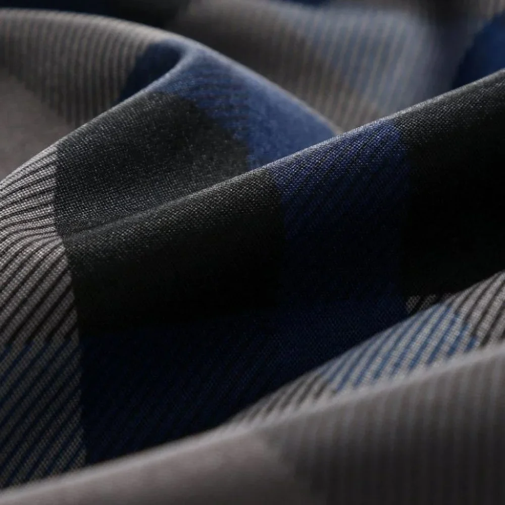 Business Casual Blue Men's Plaid Print Shirt - Picture 6 of 9